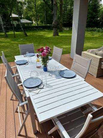Duży zestaw mebli ogrodowych ze stołem 240cm + 10 krzeseł - Tabia + Kanbery White