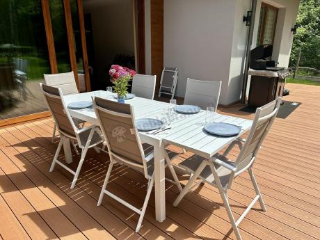 Duży zestaw mebli ogrodowych ze stołem 240cm + 10 krzeseł - Tabia + Kanbery White