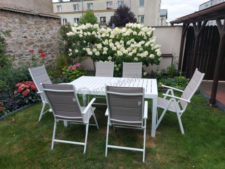 Duży zestaw mebli ogrodowych ze stołem 240cm + 10 krzeseł - Tabia + Kanbery White