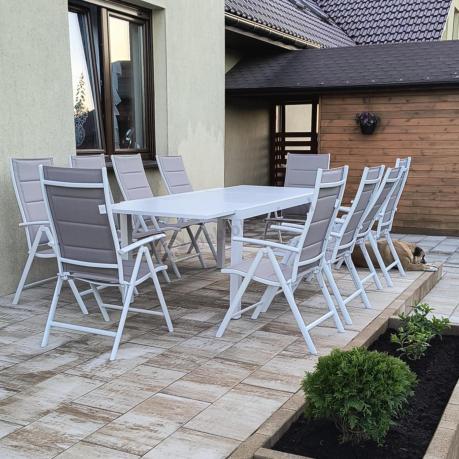 Duży zestaw mebli ogrodowych ze stołem 240cm + 10 krzeseł - Tabia + Kanbery White