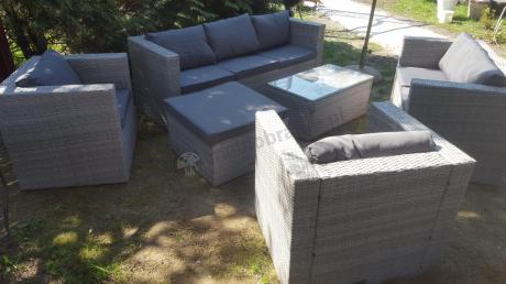 Duży zestaw mebli technorattanowych Stefano Grande Grey