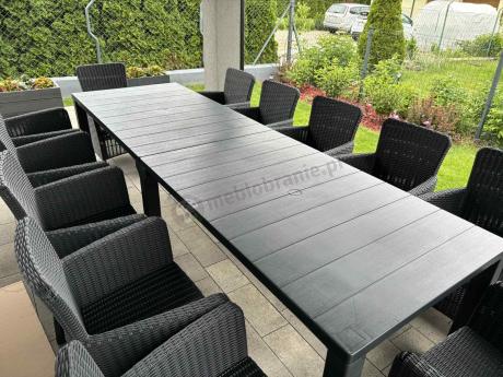 Duży zestaw ogrodowy dla 12 osób z dużym stołem Meblobranie TJD12 grafit
