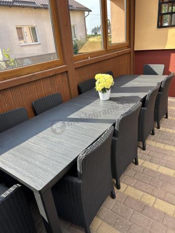 Duży zestaw ogrodowy dla 12 osób z dużym stołem Meblobranie TJD12 grafit