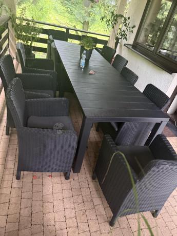 Duży zestaw ogrodowy dla 12 osób z dużym stołem Meblobranie TJD12 grafit