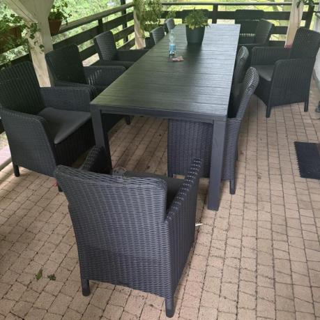 Duży zestaw ogrodowy dla 12 osób z dużym stołem Meblobranie TJD12 grafit