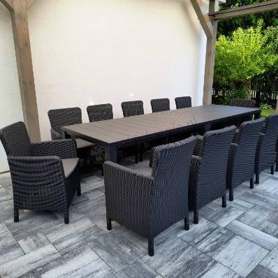 Duży zestaw ogrodowy dla 12 osób z dużym stołem Meblobranie TJD12 grafit