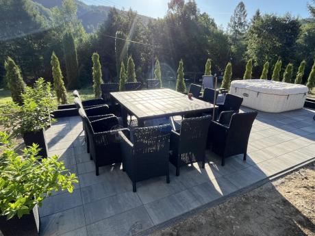 Duży zestaw ogrodowy dla 12 osób z dużym stołem Meblobranie TJD12 grafit