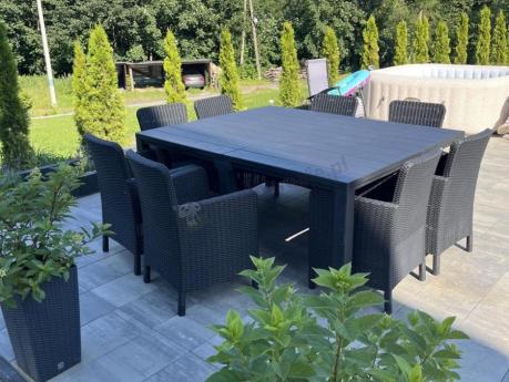 Duży zestaw ogrodowy dla 12 osób z dużym stołem Meblobranie TJD12 grafit