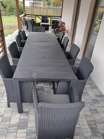 Duży zestaw ogrodowy dla 12 osób z dużym stołem Meblobranie TJD12 grafit
