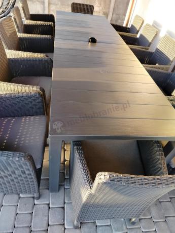 Duży zestaw ogrodowy dla 12 osób z dużym stołem Meblobranie TJD12 grafit