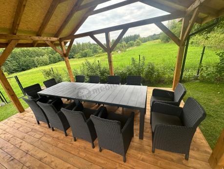 Duży zestaw ogrodowy dla 12 osób z dużym stołem Meblobranie TJD12 grafit