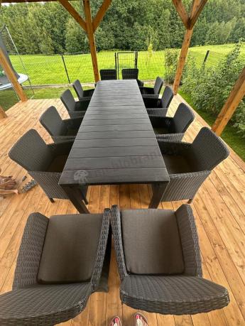 Duży zestaw ogrodowy dla 12 osób z dużym stołem Meblobranie TJD12 grafit
