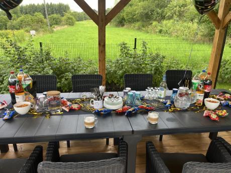 Duży zestaw ogrodowy dla 12 osób z dużym stołem Meblobranie TJD12 grafit