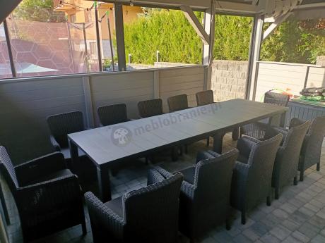 Duży zestaw ogrodowy dla 12 osób z dużym stołem Meblobranie TJD12 grafit