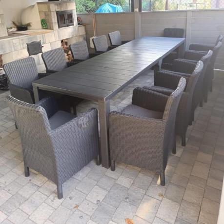 Duży zestaw ogrodowy dla 12 osób z dużym stołem Meblobranie TJD12 grafit