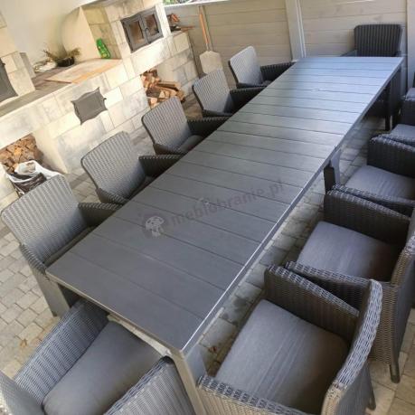 Duży zestaw ogrodowy dla 12 osób z dużym stołem Meblobranie TJD12 grafit