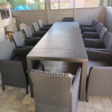 Duży zestaw ogrodowy dla 12 osób z dużym stołem Meblobranie TJD12 grafit