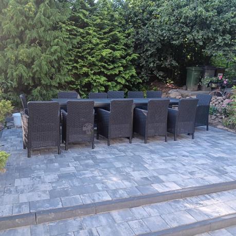 Duży zestaw ogrodowy dla 12 osób z dużym stołem Meblobranie TJD12 grafit