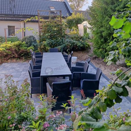 Duży zestaw ogrodowy dla 12 osób z dużym stołem Meblobranie TJD12 grafit