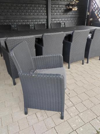 Duży zestaw ogrodowy dla 12 osób z dużym stołem Meblobranie TJD12 grafit