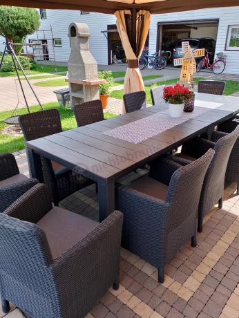 Duży zestaw ogrodowy dla 12 osób z dużym stołem Meblobranie TJD12 grafit