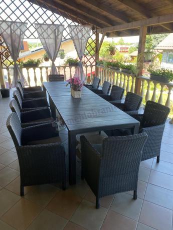 Duży zestaw ogrodowy dla 12 osób z dużym stołem Meblobranie TJD12 grafit