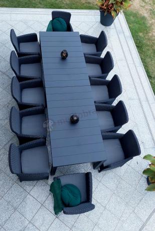 Duży zestaw ogrodowy dla 12 osób z dużym stołem Meblobranie TJD12 grafit