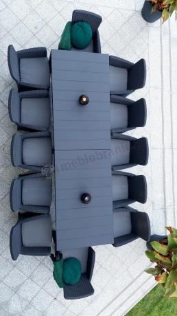 Duży zestaw ogrodowy dla 12 osób z dużym stołem Meblobranie TJD12 grafit