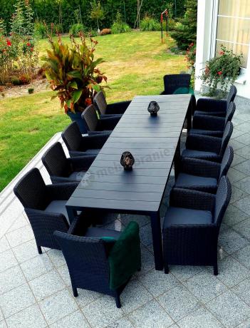 Duży zestaw ogrodowy dla 12 osób z dużym stołem Meblobranie TJD12 grafit