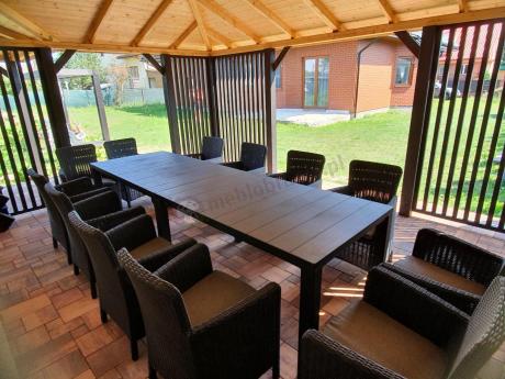 Duży zestaw ogrodowy dla 12 osób z dużym stołem Meblobranie TJD12 grafit