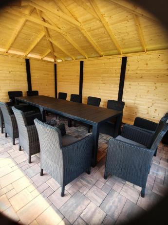 Duży zestaw ogrodowy dla 12 osób z dużym stołem Meblobranie TJD12 grafit