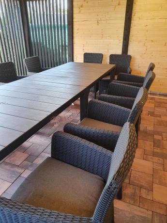 Duży zestaw ogrodowy dla 12 osób z dużym stołem Meblobranie TJD12 grafit