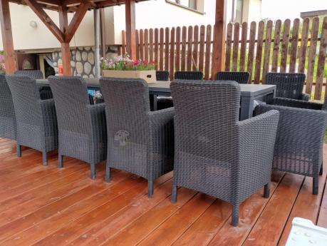 Duży zestaw ogrodowy dla 12 osób z dużym stołem Meblobranie TJD12 grafit