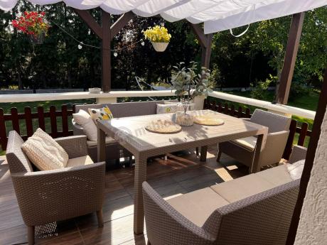 Duży zestaw ogrodowy na 8 osób Meblobranie SFM cappuccino