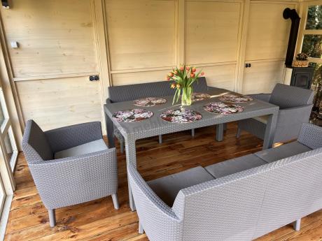 Duży zestaw ogrodowy na 8 osób Meblobranie SFM cappuccino