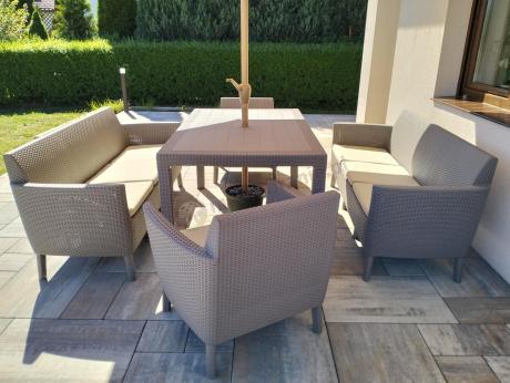 Duży zestaw ogrodowy na 8 osób Meblobranie SFM cappuccino