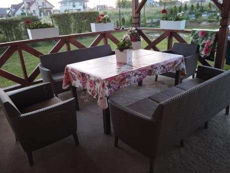 Duży zestaw ogrodowy na 8 osób Meblobranie SFM cappuccino
