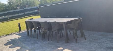 Duży zestaw ogrodowy obiadowy dla 12 osób z dużym stołem Meblobranie EJD12 grafit