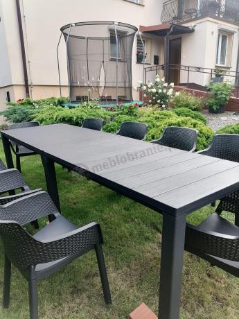 Duży zestaw ogrodowy obiadowy dla 12 osób z dużym stołem Meblobranie EJD12 grafit