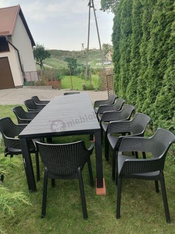 Duży zestaw ogrodowy obiadowy dla 12 osób z dużym stołem Meblobranie EJD12 grafit