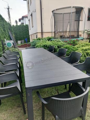 Duży zestaw ogrodowy obiadowy dla 12 osób z dużym stołem Meblobranie EJD12 grafit