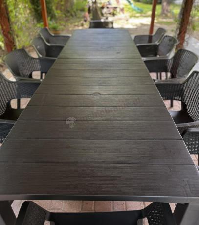 Duży zestaw ogrodowy obiadowy dla 12 osób z dużym stołem Meblobranie EJD12 grafit