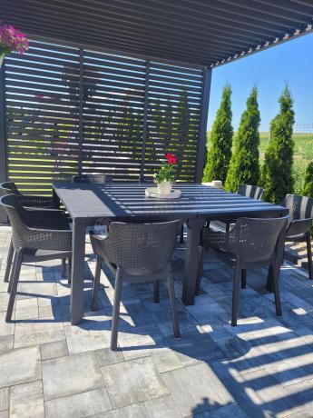 Duży zestaw ogrodowy obiadowy dla 12 osób z dużym stołem Meblobranie EJD12 grafit