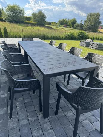 Duży zestaw ogrodowy obiadowy dla 12 osób z dużym stołem Meblobranie EJD12 grafit
