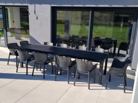 Duży zestaw ogrodowy obiadowy dla 12 osób z dużym stołem Meblobranie EJD12 grafit