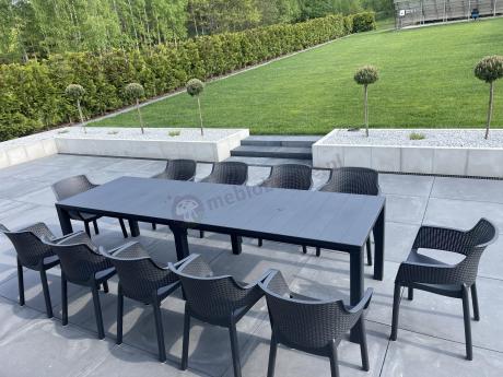 Duży zestaw ogrodowy obiadowy dla 12 osób z dużym stołem Meblobranie EJD12 grafit