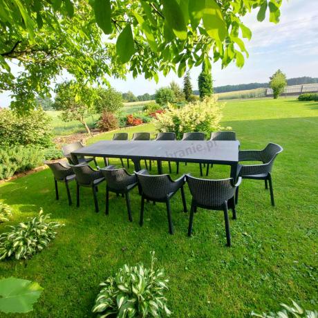 Duży zestaw ogrodowy obiadowy dla 12 osób z dużym stołem Meblobranie EJD12 grafit