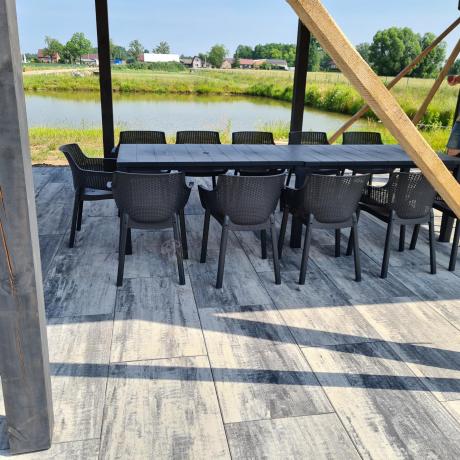 Duży zestaw ogrodowy obiadowy dla 12 osób z dużym stołem Meblobranie EJD12 grafit