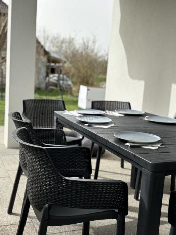 Duży zestaw ogrodowy obiadowy dla 12 osób z dużym stołem Meblobranie EJD12 grafit