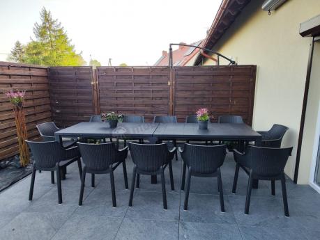 Duży zestaw ogrodowy obiadowy dla 12 osób z dużym stołem Meblobranie EJD12 grafit